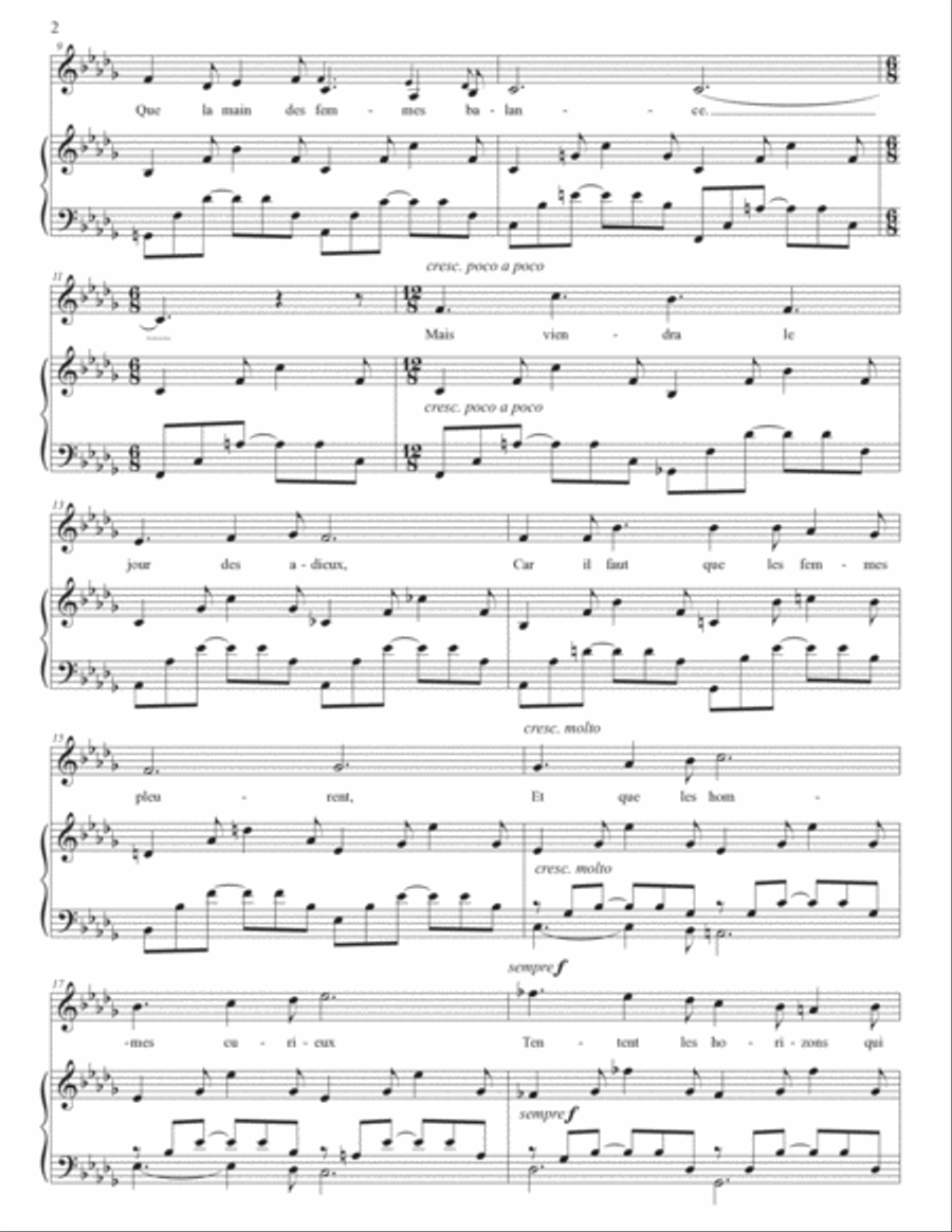 FAURÉ: Les berceaux, Op. 23 no. 1 (transposed to B-flat minor) Voice scores gallery preview page 3