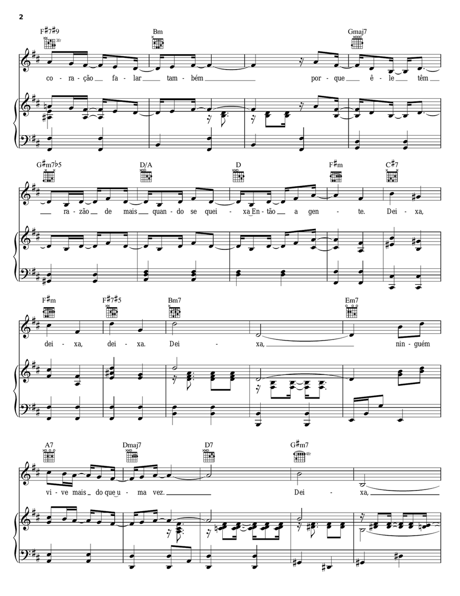 Deixa (Let Me) Piano, Vocal, Guitar scores gallery preview page 2