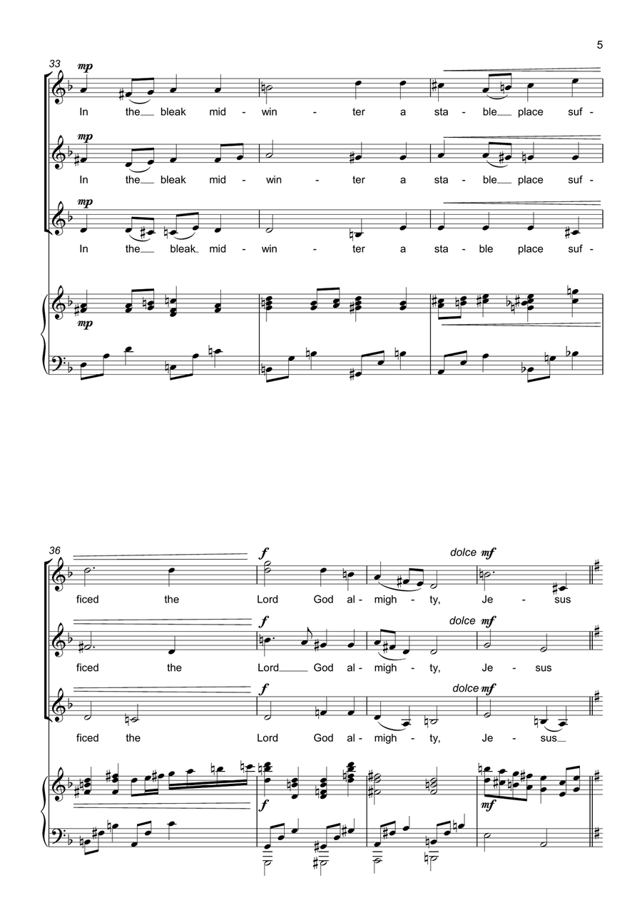 In the Bleak Mid-Winter (In the Bleak Midwinter) - SSA (Upper Voices) SSA scores gallery preview page 5
