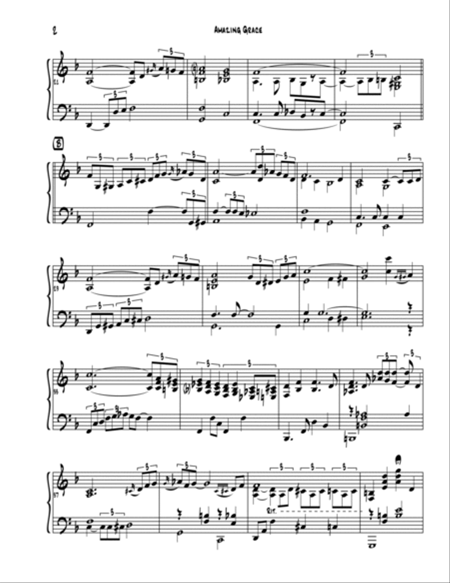 Amazing Grace Piano Solo scores gallery preview page 2