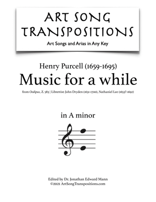 PURCELL: Music for a while (transposed to A minor)