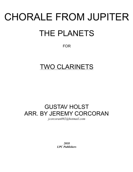 Chorale from Jupiter for Two Clarinets image number null