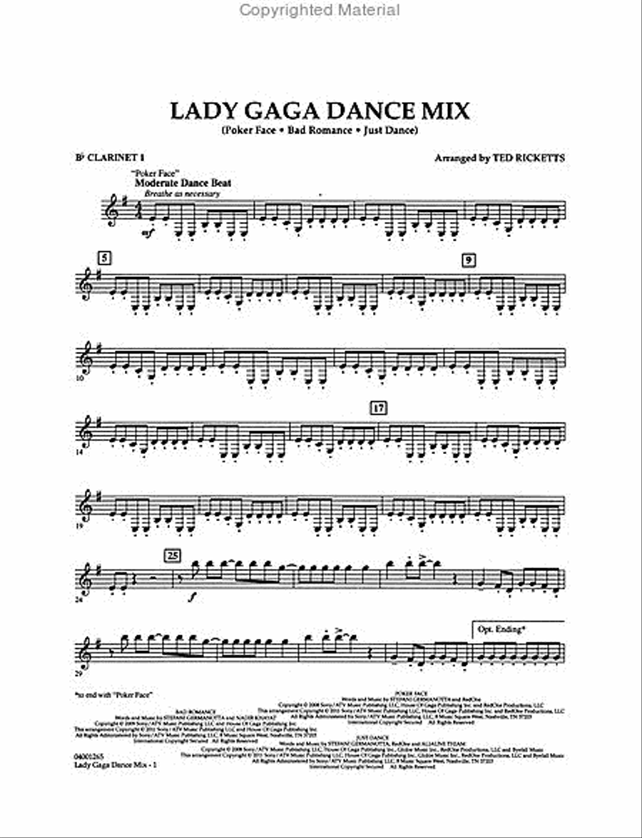 Lady Gaga Dance Mix Concert Band scores gallery preview page 7