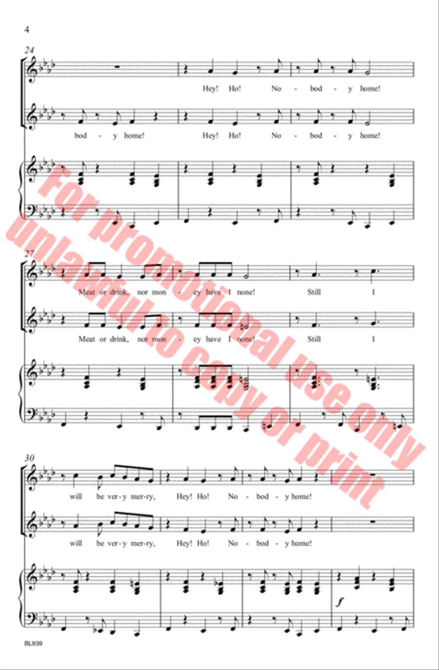 Hey! Ho! Nobody Home Hey! Ho! Nobody Home Choir scores gallery preview page 5