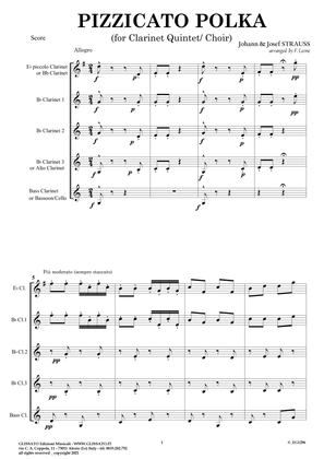 Pizzicato polka - Clarinet Quintet (score & parts)