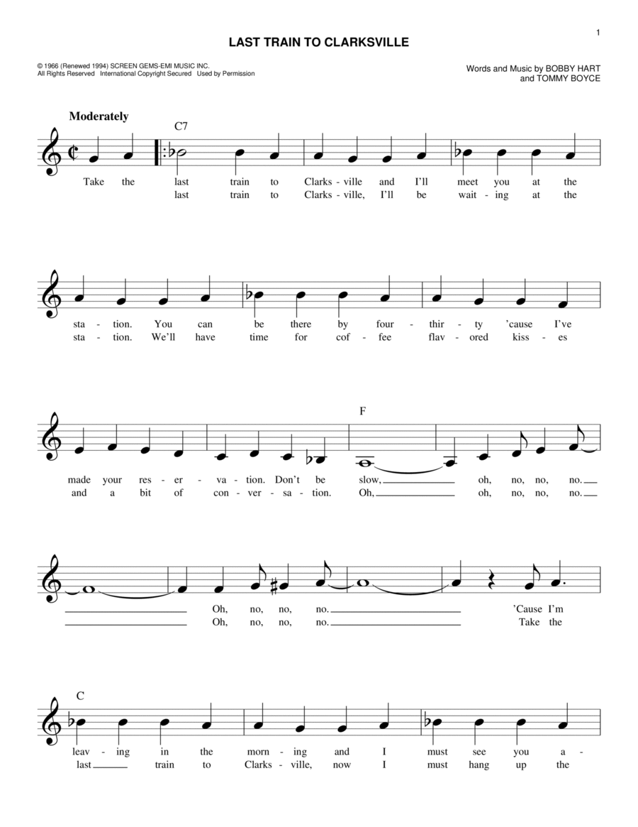 Last Train To Clarksville Piano scores gallery preview page 1