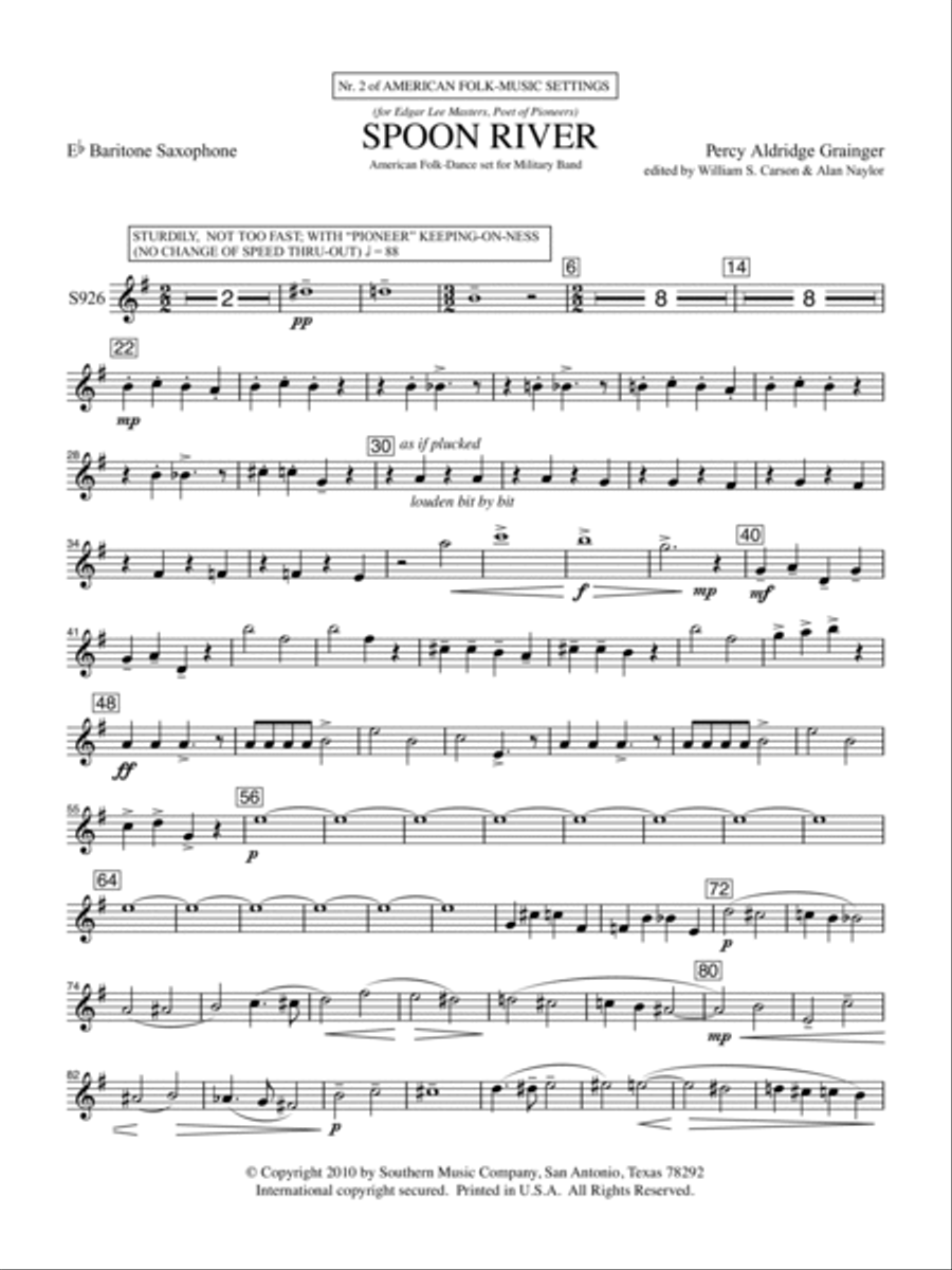 Spoon River - Bari Sax Spoon River - Bari Sax Concert Band scores gallery preview page 2