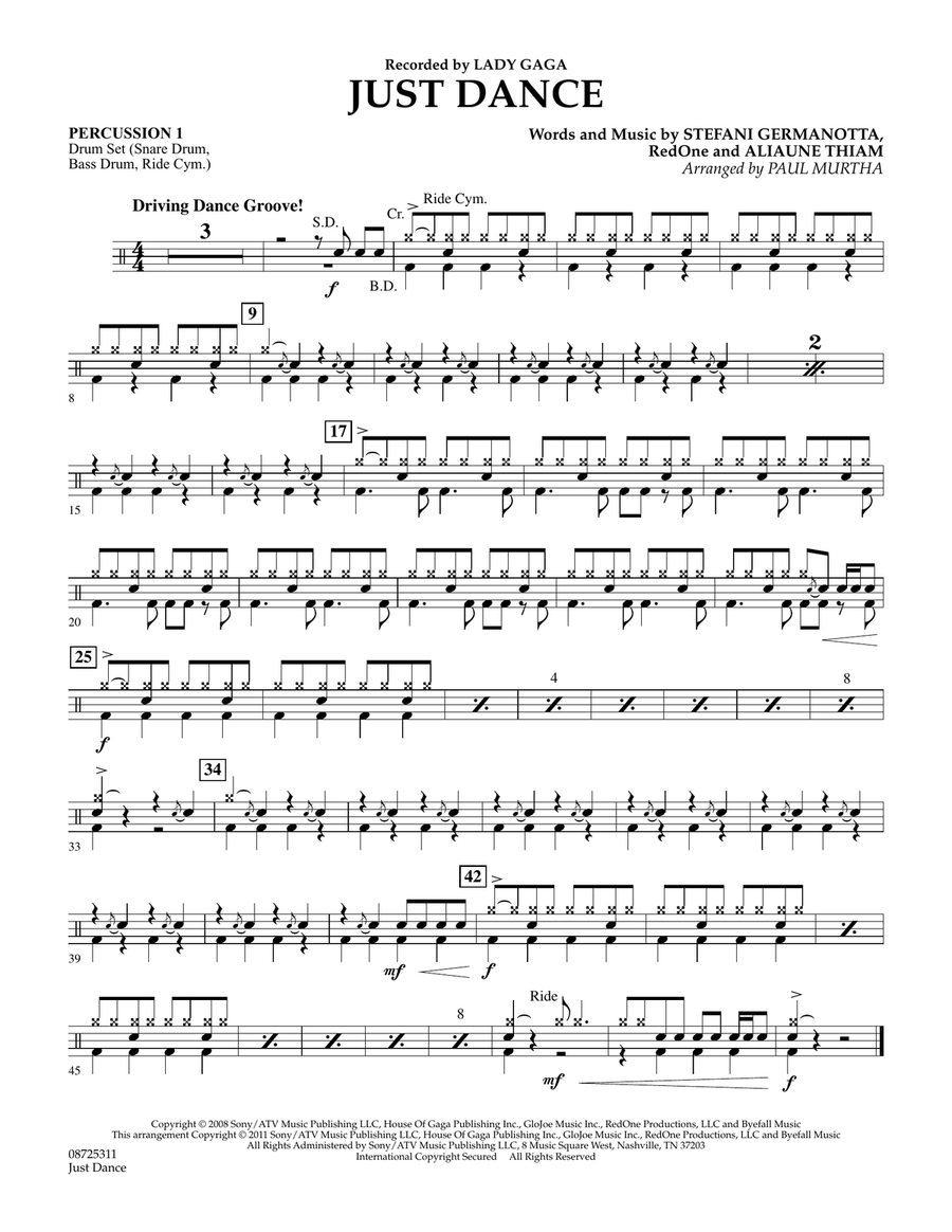 Just Dance - Percussion 1 Concert Band scores gallery preview page 1