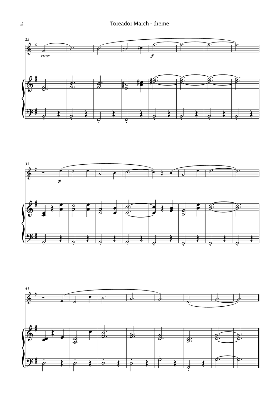 Toreador March (from the opera Carmen) - easy version Chamber Music scores gallery preview page 2