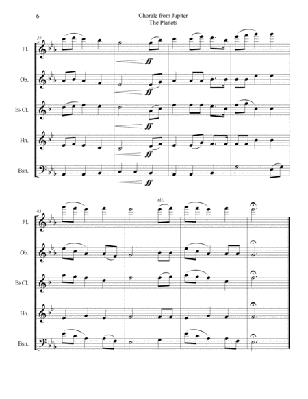 Chorale from Jupiter for Woodwind Quintet image number null