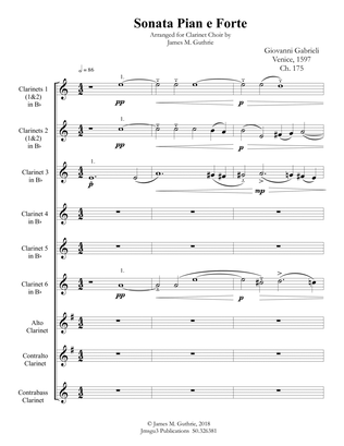 Gabrieli: Sonata Pian e Forte Ch. 175 for Clarinet Choir