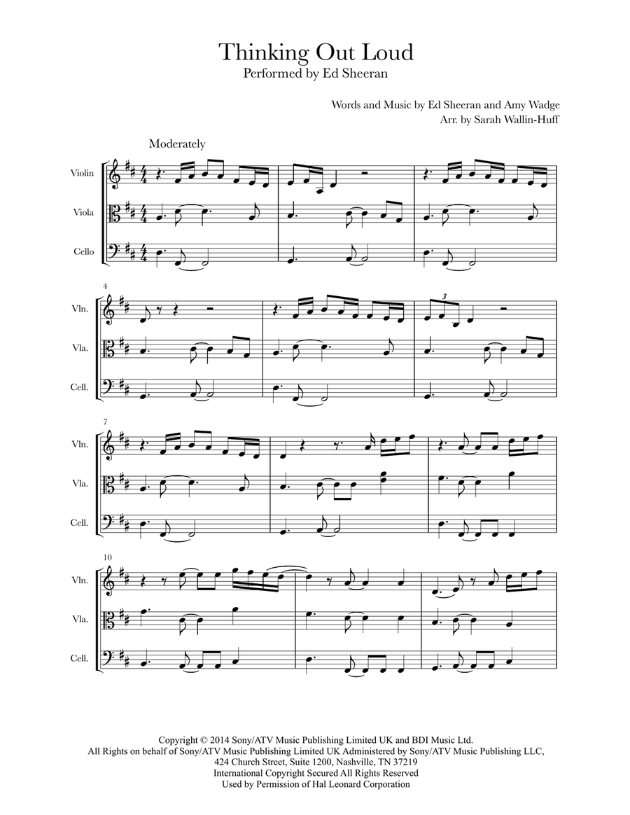 Thinking Out Loud Thinking Out Loud String Trio scores gallery preview page 1