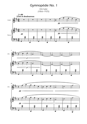 Gymnopedie No. 1 - Violin Solo w/ Piano