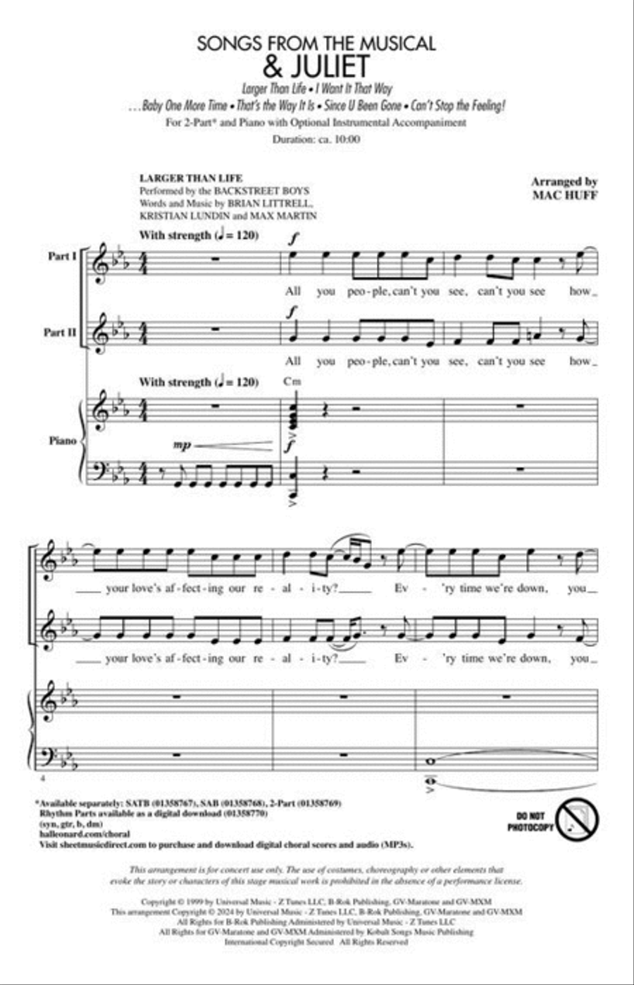 Songs from the Musical “& Juliet” 2-Part scores gallery preview page 3