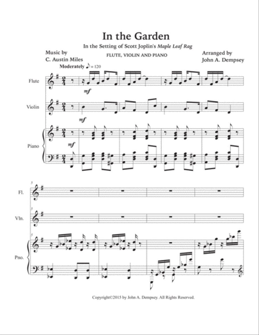 In the Garden / Maple Leaf Rag (Trio for Flute, Violin and Piano) In the Garden / Maple Leaf Rag (Trio for Flute, Violin and Piano) Small Ensemble scores gallery preview page 5