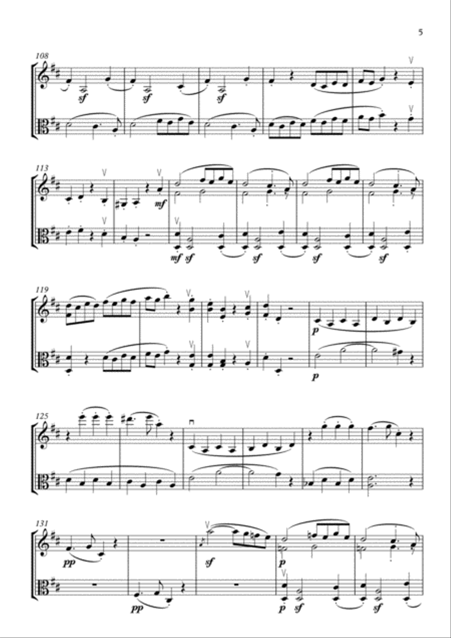 Beethoven-Pokhanovski String Trio in D, op.9#2, 4th movement (arranged for violin and viola) String Duet scores gallery preview page 5