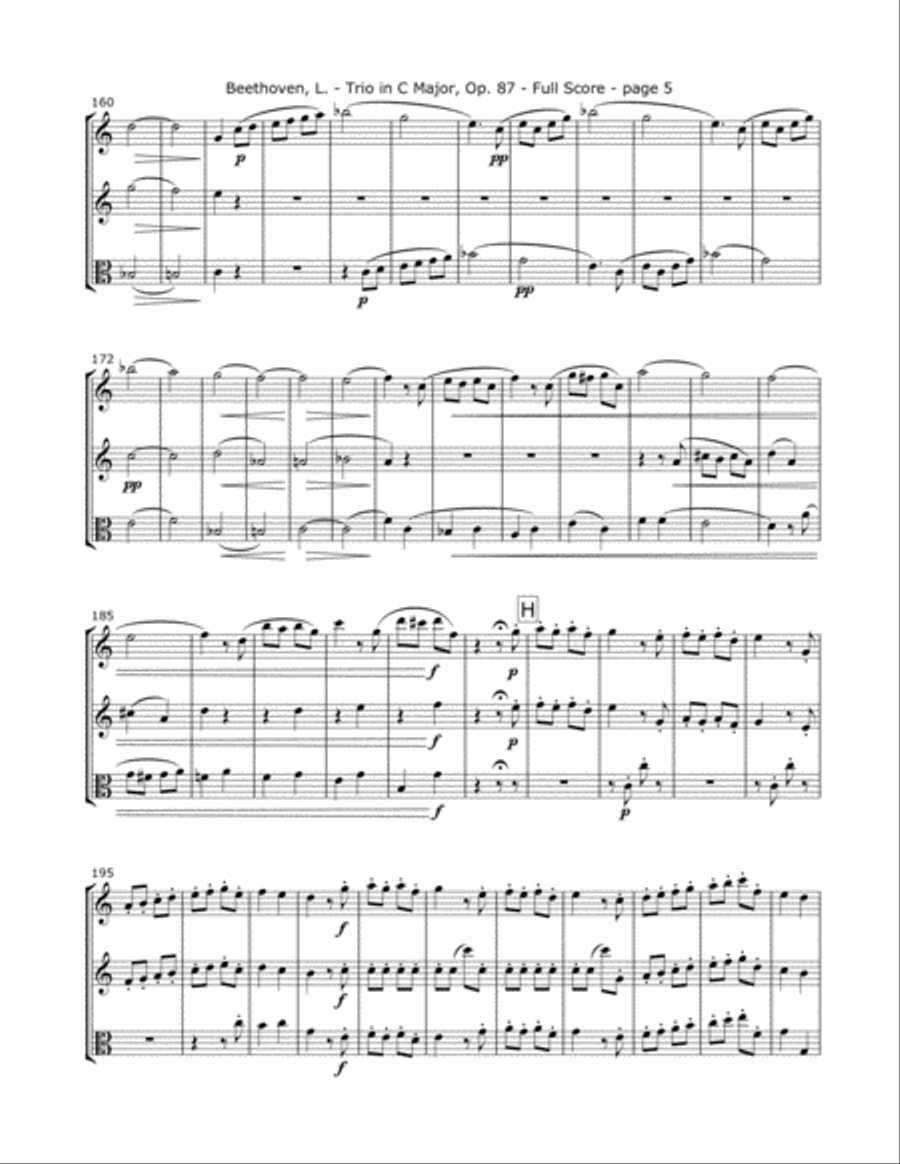 Beethoven, L. - Trio Op. 87 (Mvt. 4) for Two Violins and Viola String Trio scores gallery preview page 5