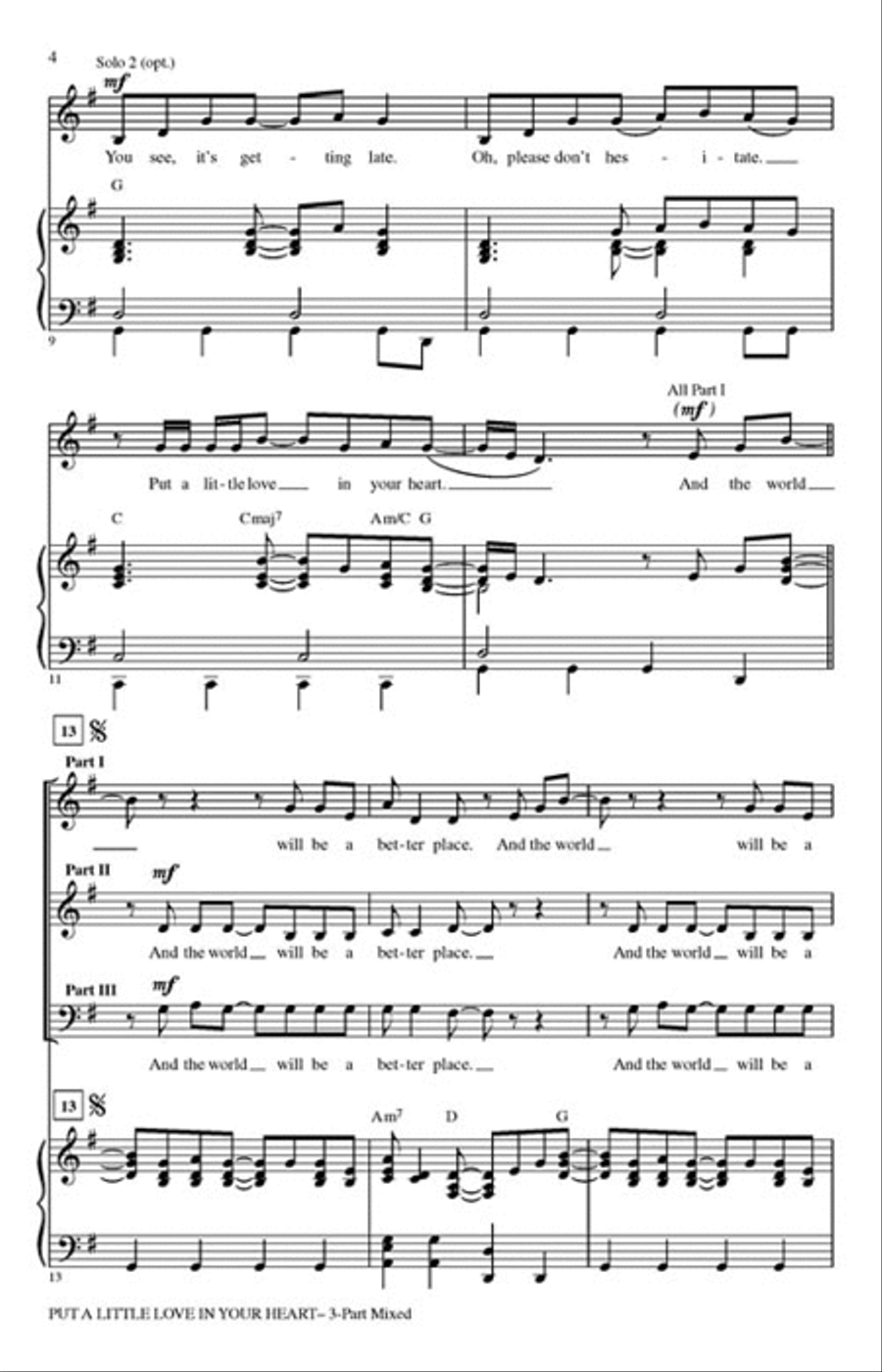 Put a Little Love in Your Heart 3-Part scores gallery preview page 3