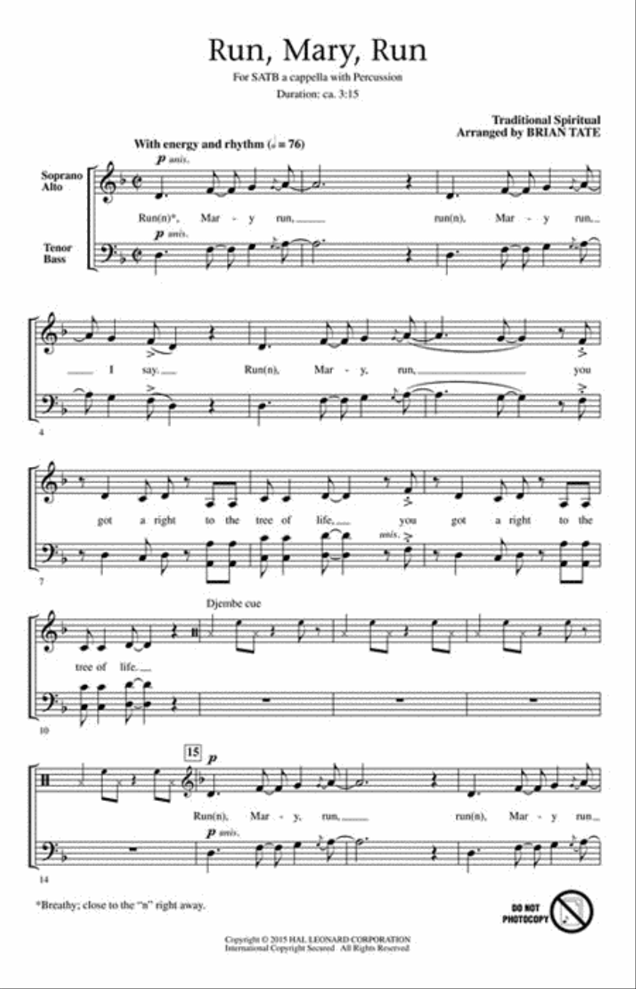 Run, Mary, Run 4-Part scores gallery preview page 2
