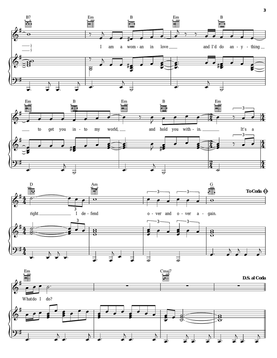 Woman In Love Woman In Love Piano, Vocal, Guitar scores gallery preview page 3