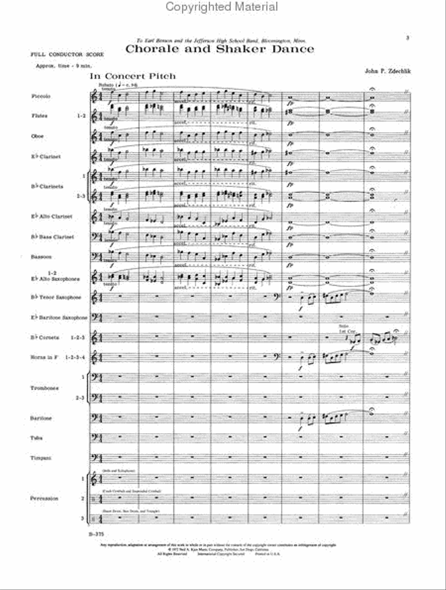 Chorale and Shaker Dance - Score Concert Band scores gallery preview page 2