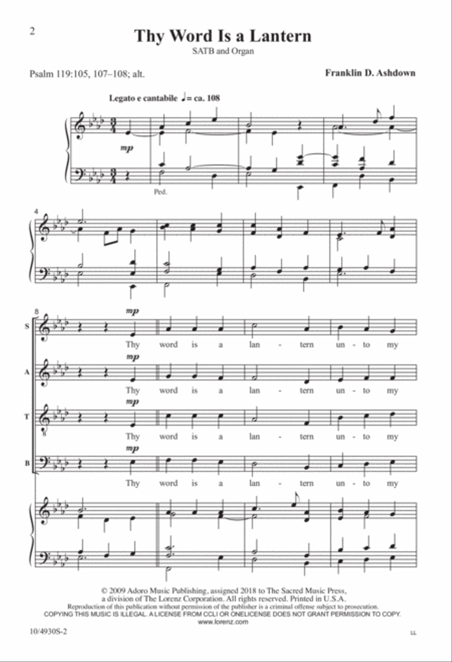 Thy Word Is a Lantern 4-Part scores gallery preview page 2