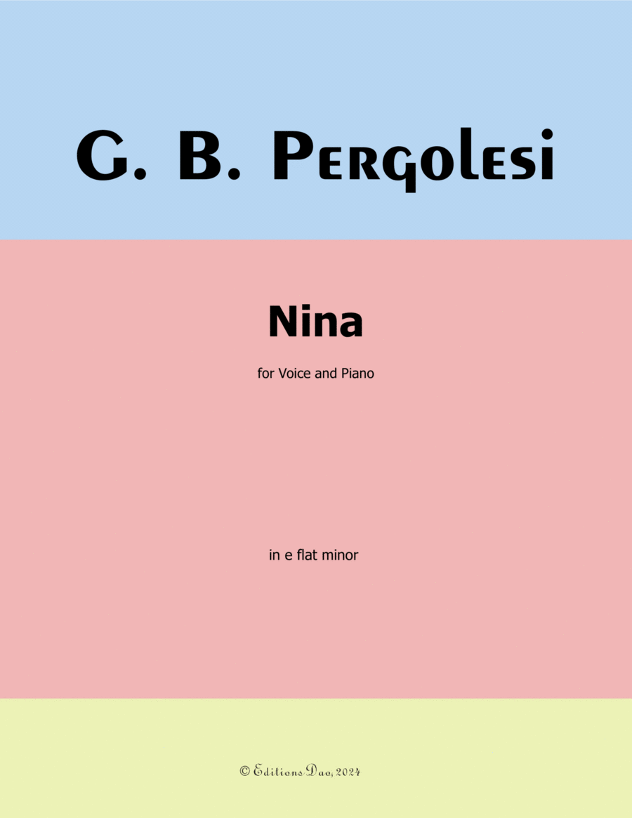 Nina, by Pergolesi, in e flat minor Voice scores gallery preview page 1