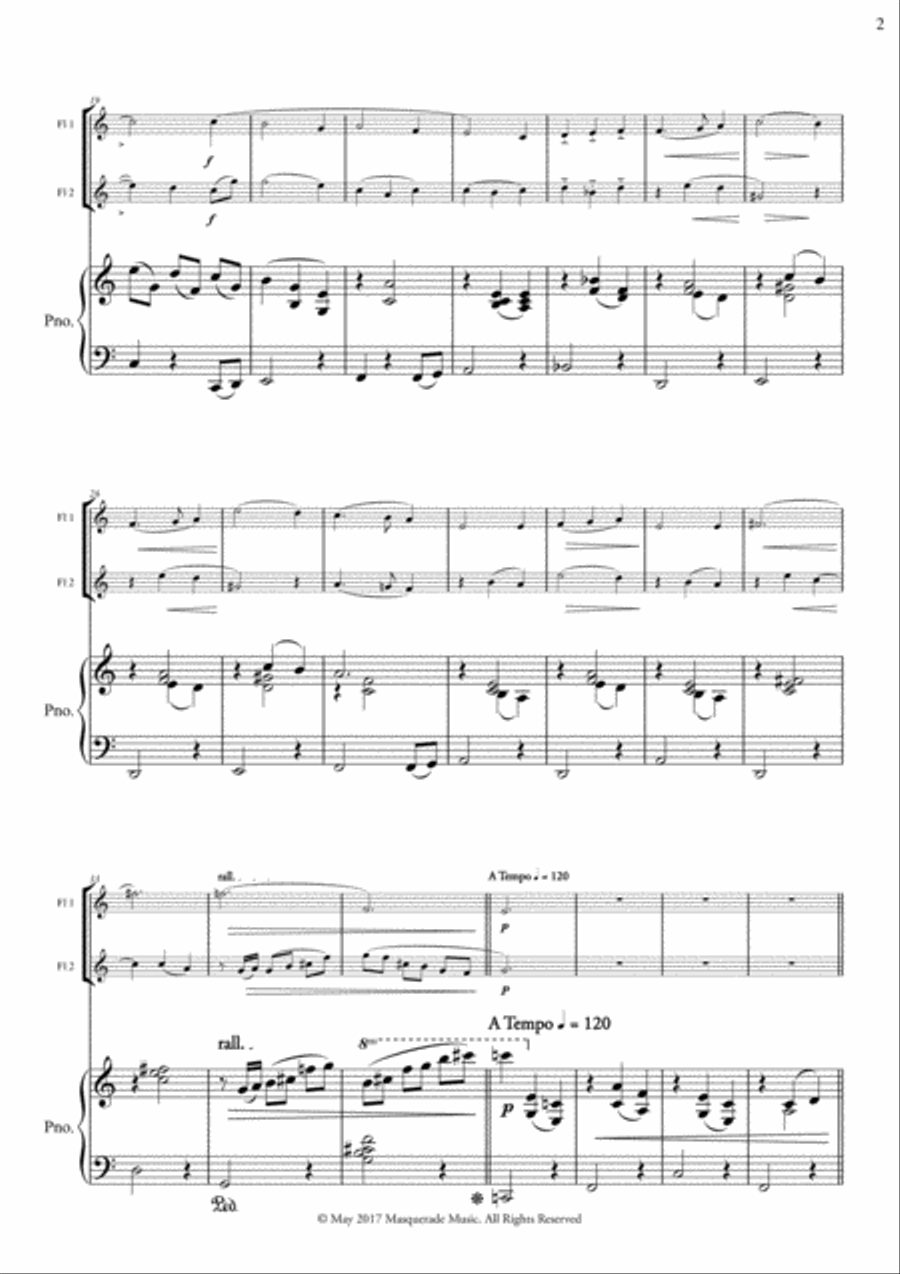 Two Miniatures for 2 Flutes and Piano (with optional piccolo duet) Flute Duet scores gallery preview page 3