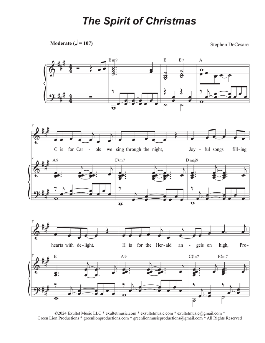 The Spirit of Christmas (Vocal solo) Piano, Vocal scores gallery preview page 1