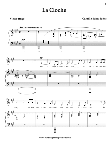 SAINT-SAËNS: La cloche (transposed to A major)