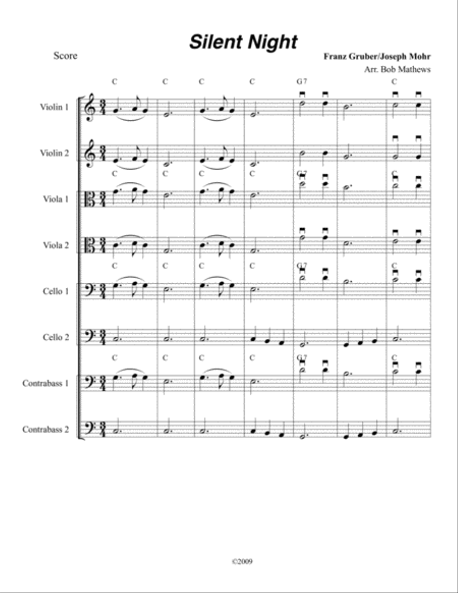 Silent Night for Strings String Orchestra scores gallery preview page 1