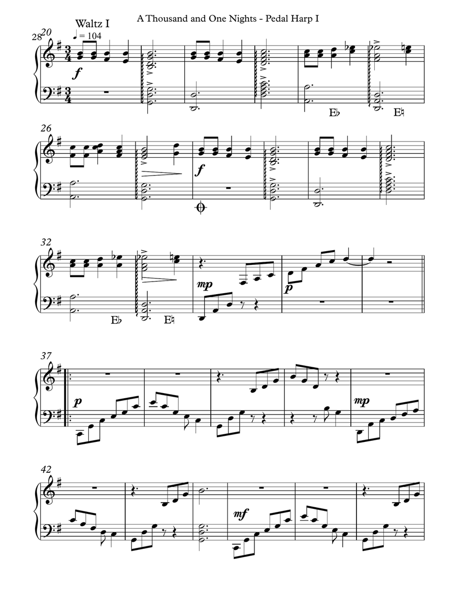 A Thousand and One Nights, Op 346 - Pedal Harp I Pedal Harp scores gallery preview page 3