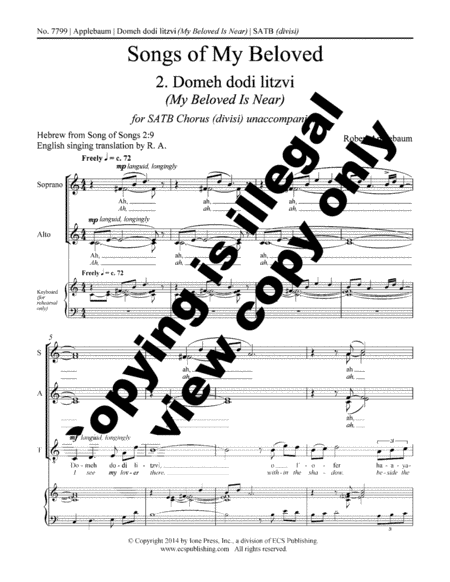 Songs of My Beloved: 2. Domeh Dodi Litzvi (My Beloved is Near )