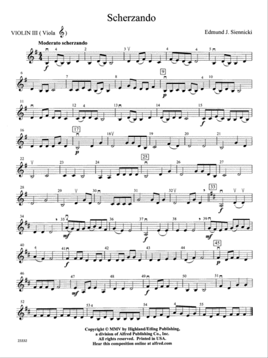 Scherzando: 3rd Violin (Viola [TC]) String Orchestra scores gallery preview page 1
