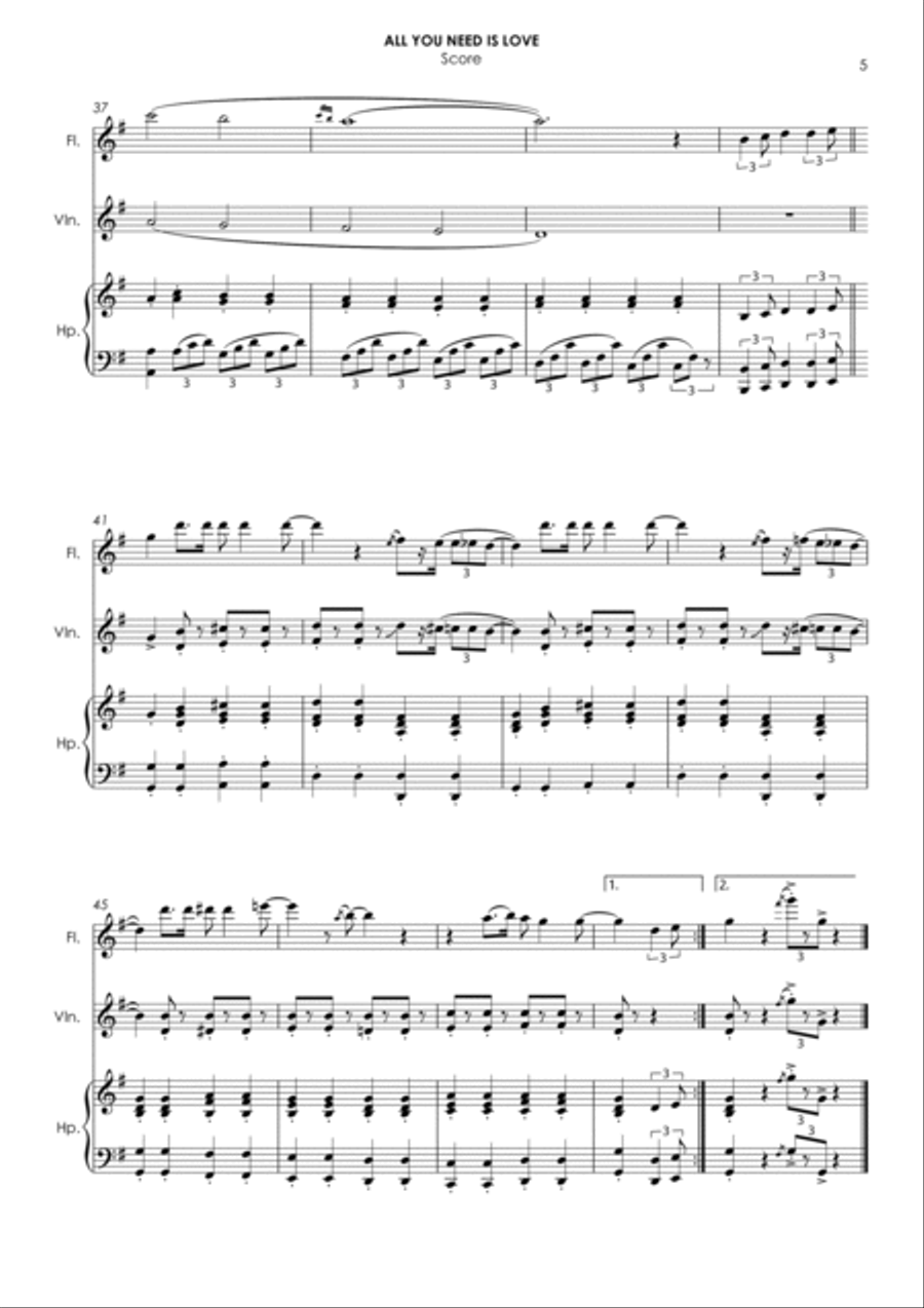 All You Need Is Love Piano Trio scores gallery preview page 5