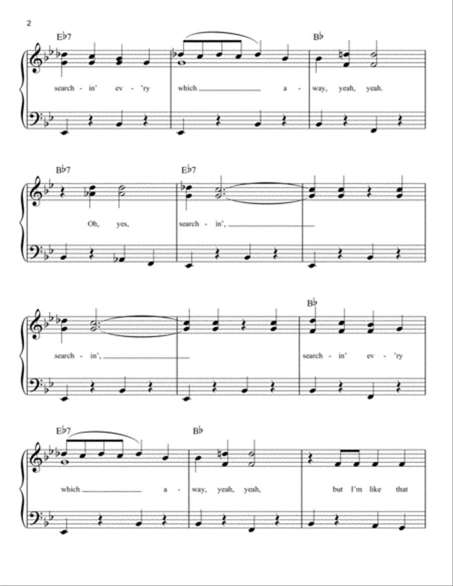 Searchin' Searchin' Easy Piano scores gallery preview page 2
