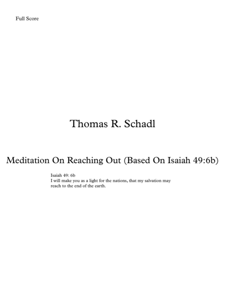 Meditation On Reaching Out (Based On Isaiah 49: 6b)