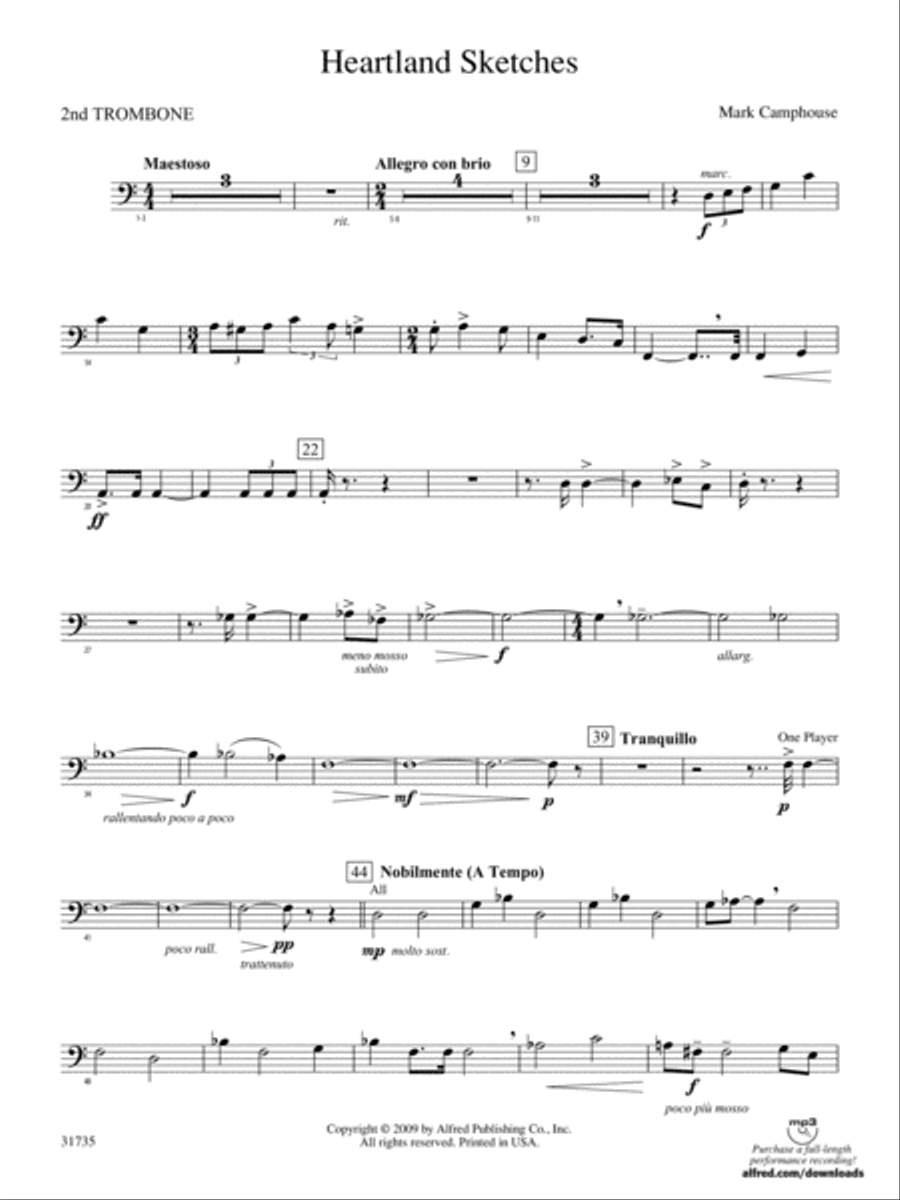 Heartland Sketches: 2nd Trombone Concert Band scores gallery preview page 1