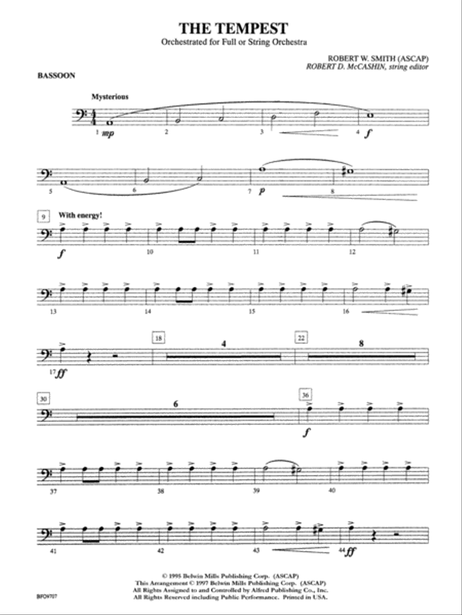 The Tempest: Bassoon Full Orchestra scores gallery preview page 1