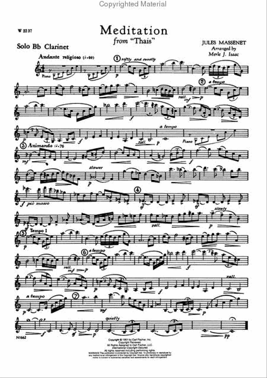 Meditation B-Flat Clarinet scores gallery preview page 2