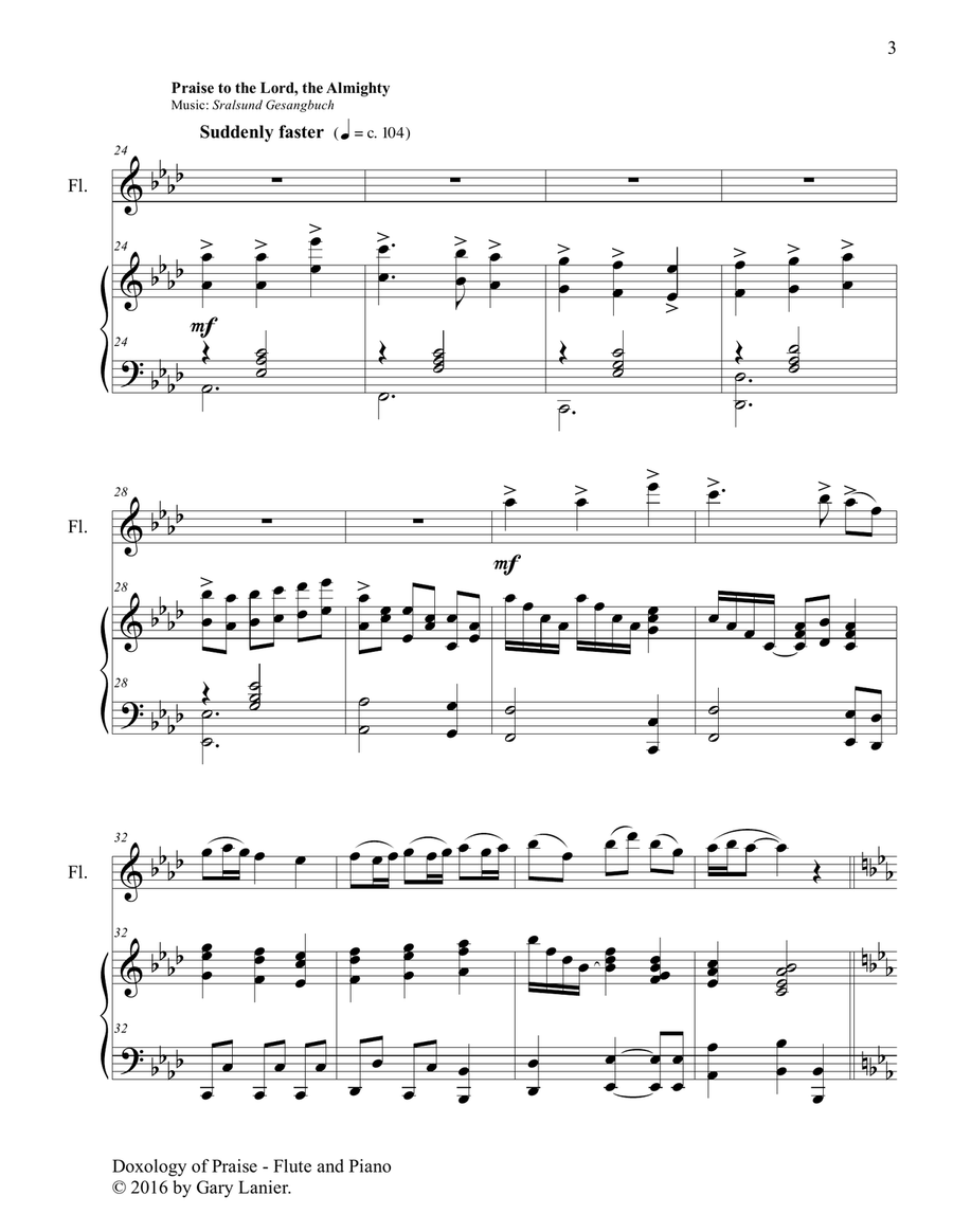 DOXOLOGY of PRAISE (Duet – Flute & Piano with Parts) DOXOLOGY of PRAISE (Duet – Flute & Piano with Parts) Flute Solo scores gallery preview page 4