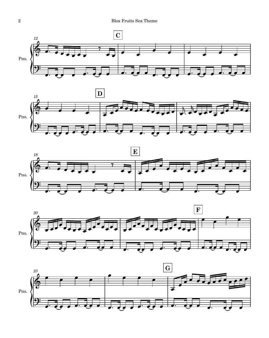 Blox Fruit Sea Theme Easy Piano Easy Piano scores gallery preview page 2