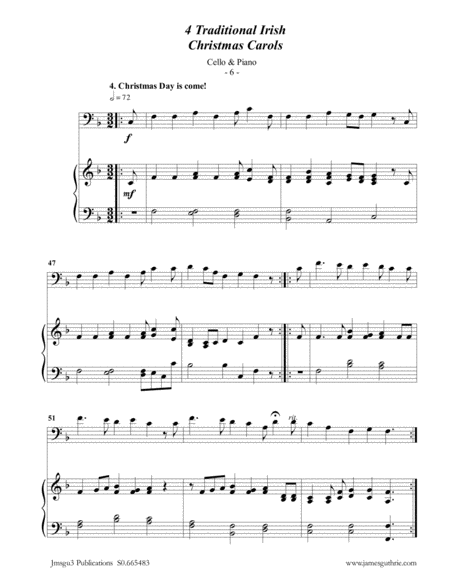 4 Traditional Irish Christmas Carols for Cello & Piano image number null