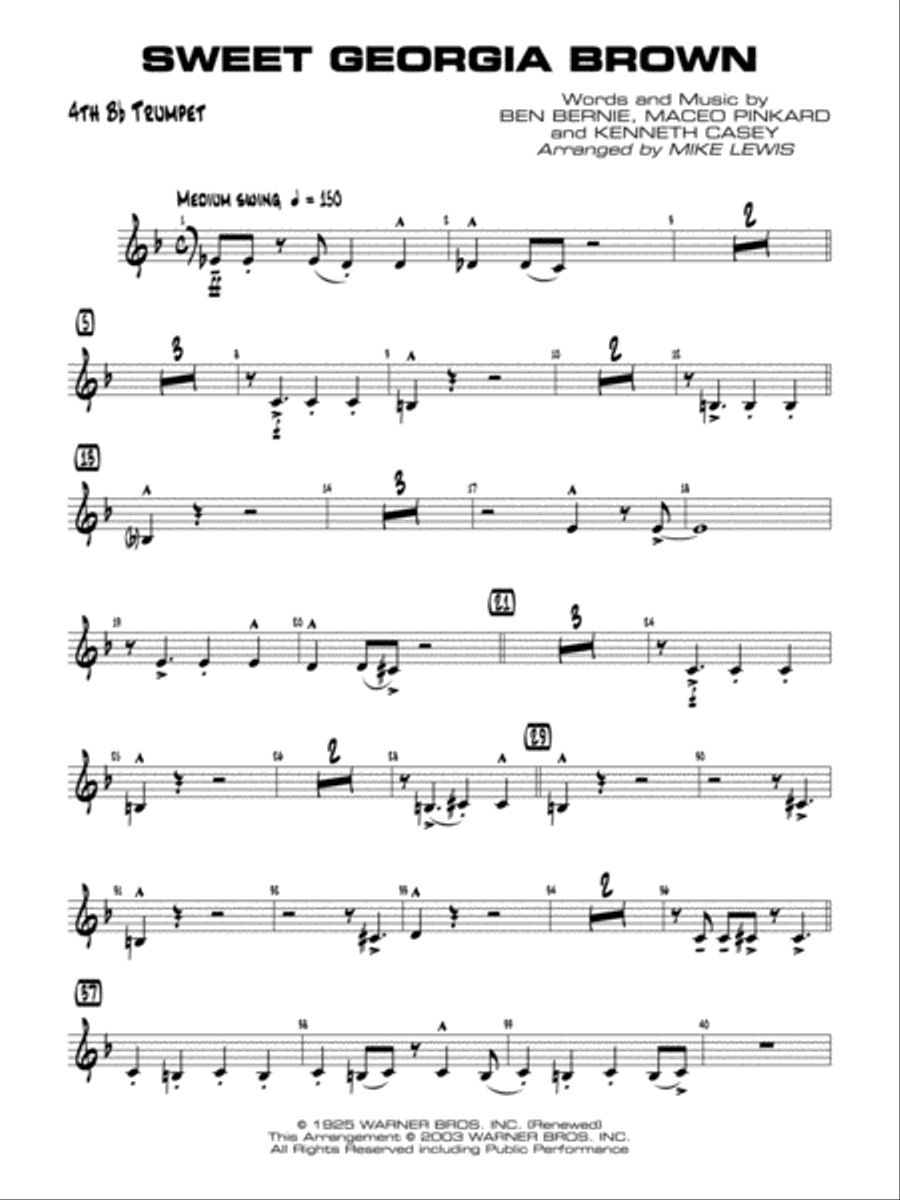 Sweet Georgia Brown: 4th B-flat Trumpet Jazz Ensemble scores gallery preview page 1