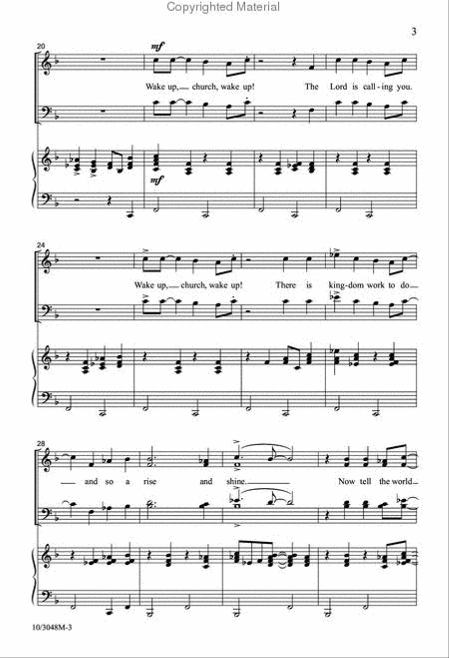 Wake Up, Church, Wake Up! 4-Part scores gallery preview page 4