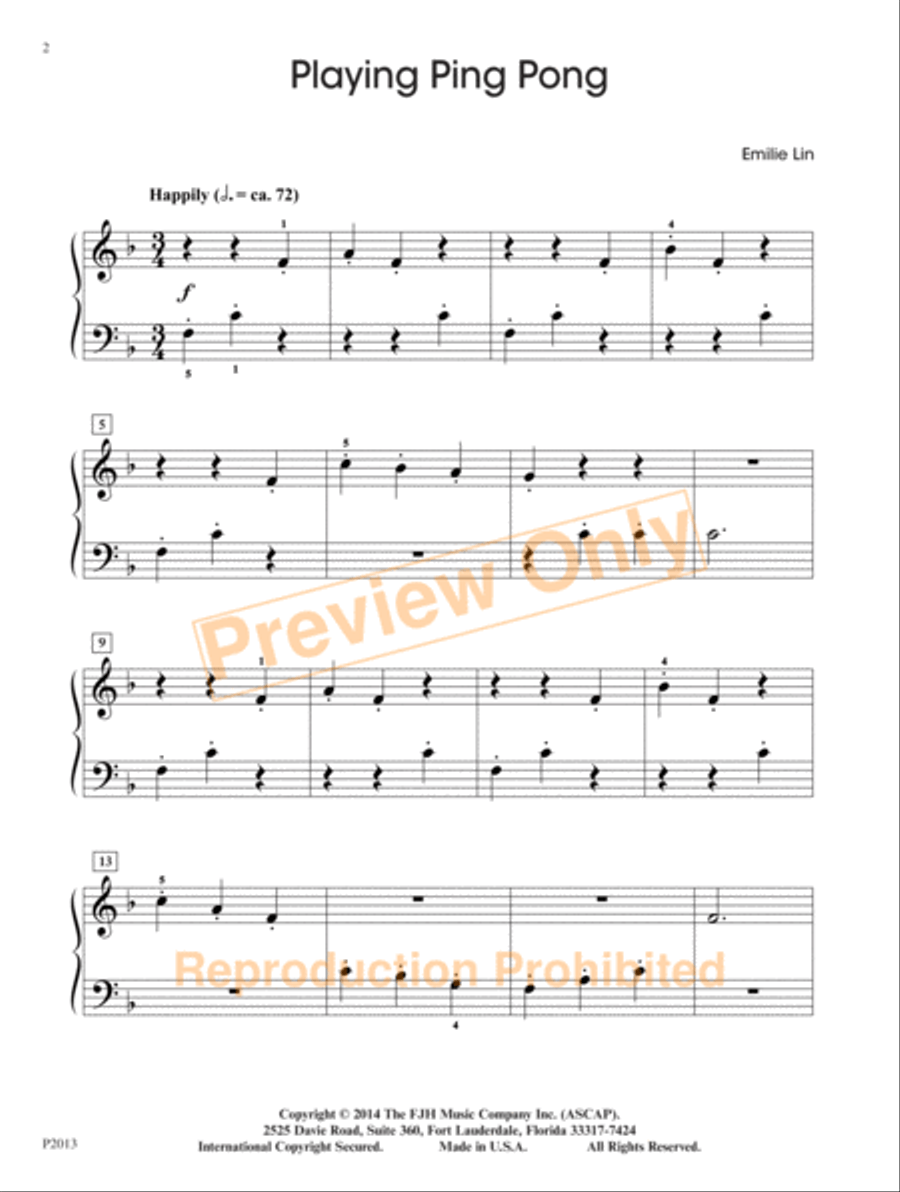 Playing Ping Pong Easy Piano scores gallery preview page 3