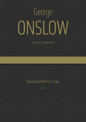 Book cover for Onslow - String Quintet No.9 in C major, Op.25