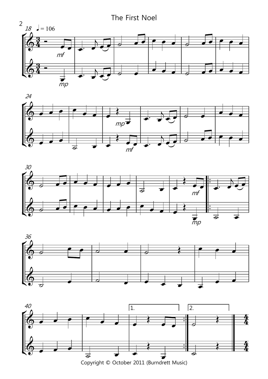 8 Easy Christmas Duets for Trumpet in Bb Trumpet Duet scores gallery preview page 2