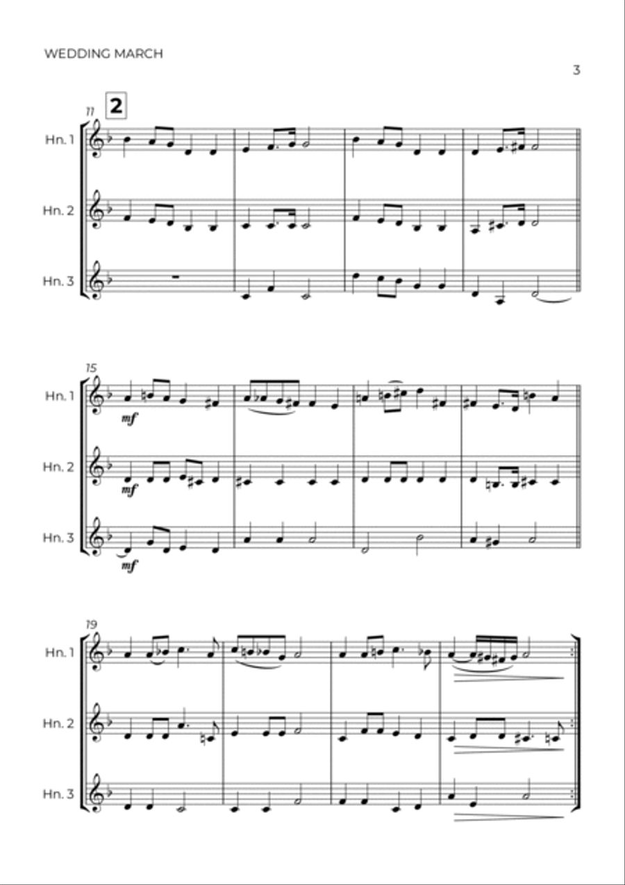 WEDDING MARCH - RICHARD WAGNER - HORN TRIO Woodwind Trio scores gallery preview page 3