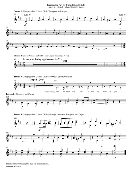 Eternal Father, Strong to Save (Downloadable Trumpet Parts)
